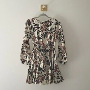 Jacquie the Label 100% Cotton Floral Mini Dress Small Pleats Artsy Boho Gypsy